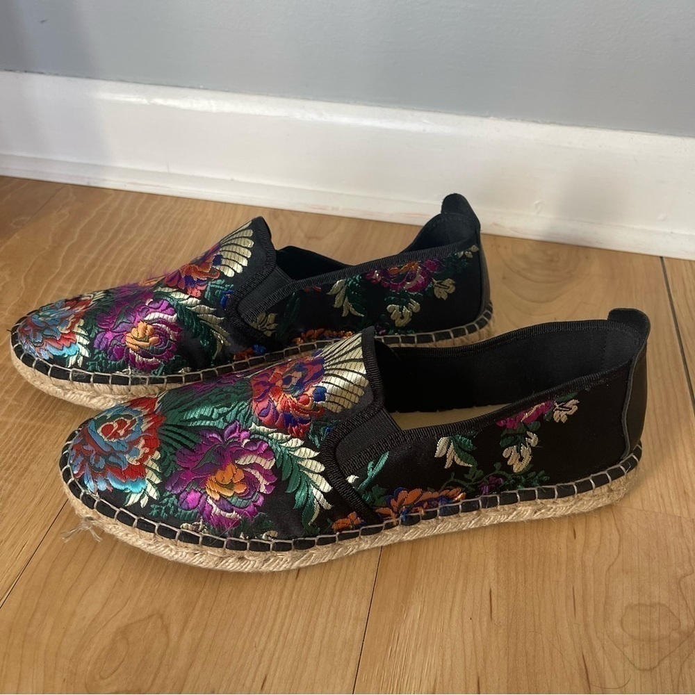 FABIOLAS Espadrilles Flat Slip-On Floral Embroidered Handcrafted Shoes Sz 41 - Picture 4 of 9